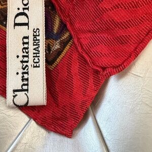 Christian Dior Red Patterned Scarf